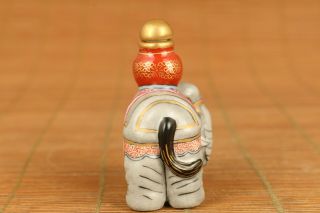 Rare chinese old porcelain hand painting Elephant statue noble snuff bottle 4