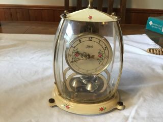 Vintage Rare Schatz Clock Enamel Flowers Not Made In Germany
