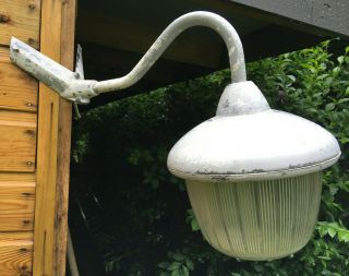 Vintage Coughtrie Glasgow Holophane Industrai Salvage Corner Swan Neck Wall Lamp
