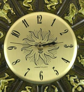 Vintage wall clock Westclox Maddux zodiac sign symbol 12 