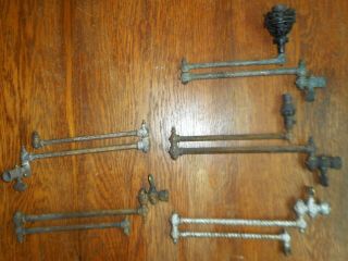 Antique Brass Gas Swing Arm Wall Sconces Light Fixtures Set Of 5