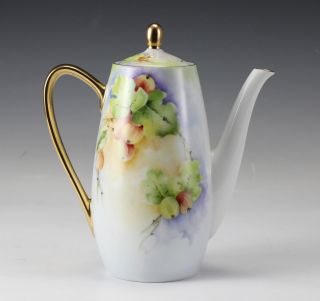 Royalton Tall Porcelain Tea Or Coffee Pot Handpainted Floral Decoration And Gilt