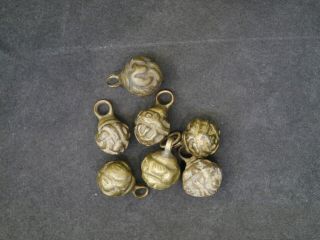 7 MEDIUM ANTIQUE CHINESE QING DYNASTY BRONZE IMPERIAL ROBE DROP BUTTONS 2