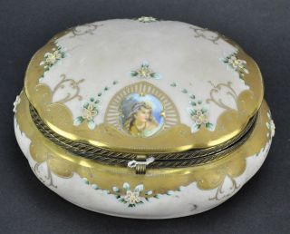 Vintage Sevres style Porcelain and Brass Jewelry Trinket box 3 ½” (BI MK/181130) 3