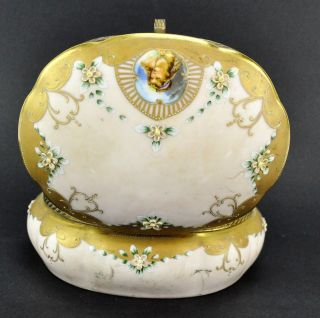 Vintage Sevres style Porcelain and Brass Jewelry Trinket box 3 ½” (BI MK/181130) 5