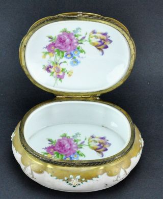 Vintage Sevres style Porcelain and Brass Jewelry Trinket box 3 ½” (BI MK/181130) 6