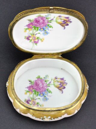Vintage Sevres style Porcelain and Brass Jewelry Trinket box 3 ½” (BI MK/181130) 7
