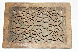 Vintage Ornate Cast Iron Grate Register Damper Louvers Cover Heating 16 X 11