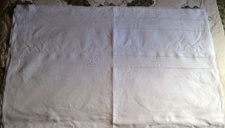 Exquisite Antique Linen Sheet With Embroidery And Cutwork 108 " X 89 "