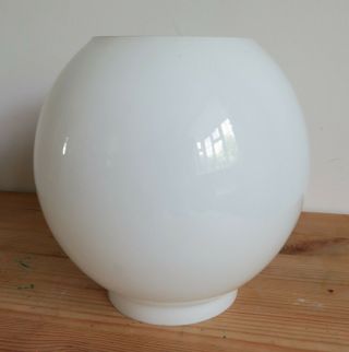 Vintage White / Milk Glass Globe Oil Lamp Shade,  Suit Duplex Burner,  4 " Fitter.
