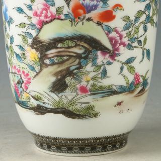 Chinese Porcelain Hand - painted Flower & Bird Vase W Qianlong Mark R1175 4