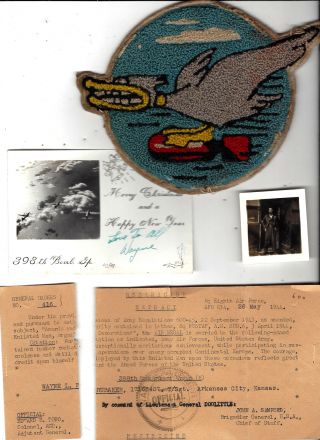 Rare WW2 600th Bomb Squadron patch,  named,  documented,  chenille,  salty 2