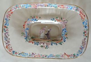 Lobmeyr Glass 19th Century Hand Enameled Dish Signed