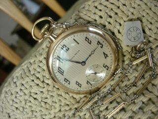 SOUTH BEND 17 J MOD 411 1922 POCKET WATCH GOLD FILL CHAIN SOUTH BEND SWING CASE 4