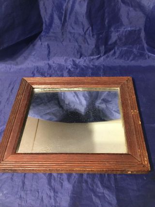 Vintage Small Oak Framed Mirror Heavy