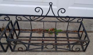 Pair Vintage Black Scrolled Wrought Iron Flower Window Boxes Planters 3