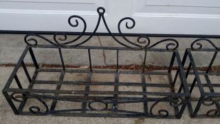 Pair Vintage Black Scrolled Wrought Iron Flower Window Boxes Planters 4