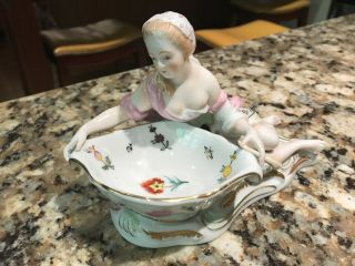 Antique Dresden Style Figurines With Small Bowls (painted)