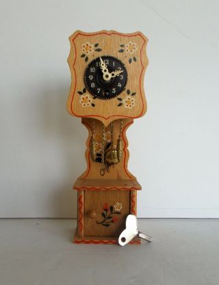Vintage W Germany Mini Grandfather Clock W/box