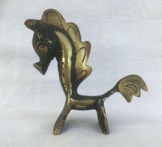 Modernist Walter Bosse Hagenauer Style Brass / Black Horse / Pony Figure H10 Cm