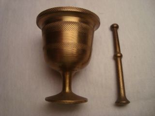 Greece vtg solid brass apothecary small mortar & pestle spice herb grinder 3 3