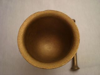 Greece vtg solid brass apothecary small mortar & pestle spice herb grinder 3 4