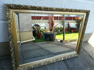 Very Attractive Large Gilt Framed Bevelled Edged Mirror