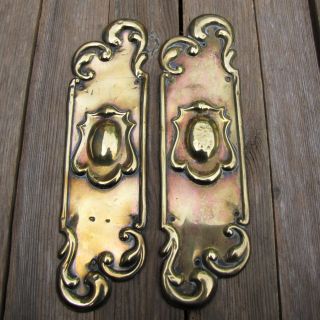 Antique Art Nouveau Ornate Pressed Brass Door Finger Push Plates