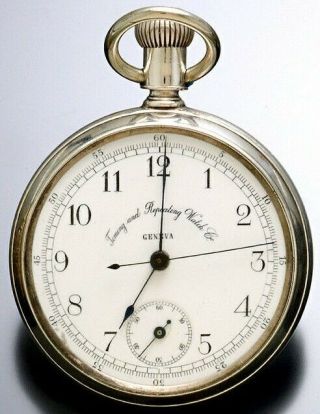 Timing & Repeating Watch Co.  Chronograph Pocket Watch Silver Plated Nickel C1890