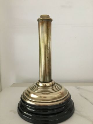 Antique Brass Oil Lamp Base,  Reeded Column