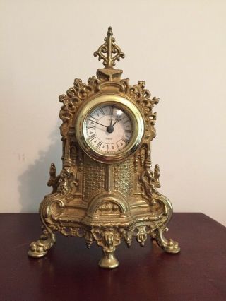Vintage Ornate Gold Metal Uranio Metal Clock Made In Italy