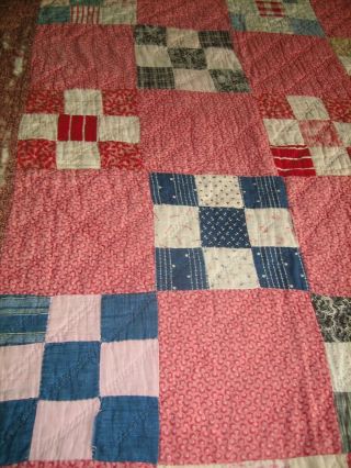 Antique Cutter Quilt - Nine Patch With Blues - Stacker