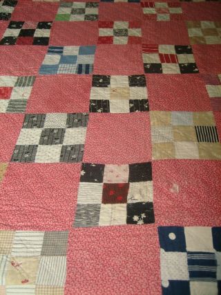 ANTIQUE CUTTER QUILT - NINE PATCH WITH BLUES - STACKER 2