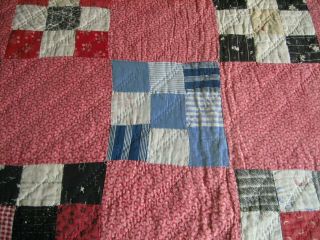 ANTIQUE CUTTER QUILT - NINE PATCH WITH BLUES - STACKER 4