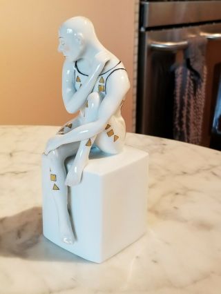 Porcelain Figure of A Man Seated Artist Kati Zorn Made Volkstedt Germany 3