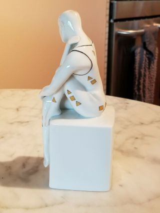 Porcelain Figure of A Man Seated Artist Kati Zorn Made Volkstedt Germany 4