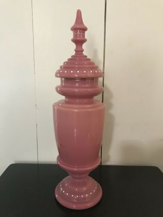 Antique Sevres French Pink Porcelain Flower Vases Earn w/ Lid 22” Tall 3