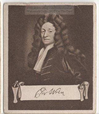 Sir Christopher Wren English Anatomist Astronomer Architect 1920s Ad Trade Card
