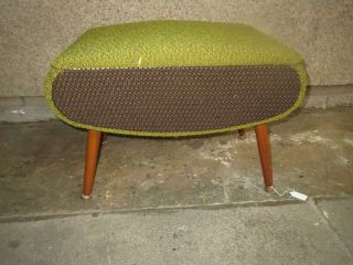 Retro Vintage Sewing Box Storage Stool Pouffe With Dansette Legs Green/brown
