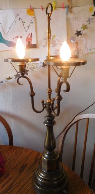 Vintage Victorian Style Solid Brass Bronze 3 Lights Table Lamp