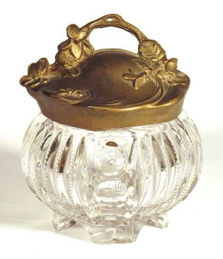 1890 1910 Antique Art Nouveau Dresser Trinket Jewelry Box Eapg Glass Flowers