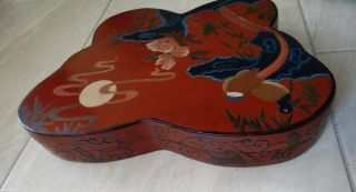 Antique Chinese Marriage Box Red Lacquer 15 