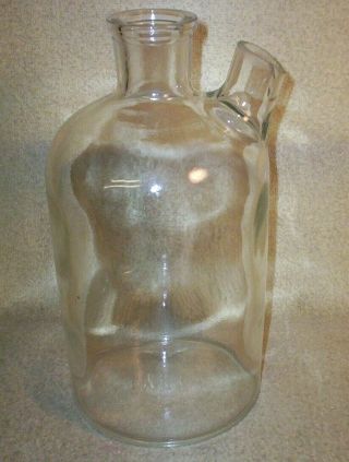 Large Glass Chemistry Lab 1 Liter Bottle With Sidearm Trademark Pyrex Made Usa