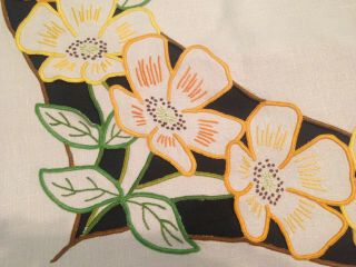 Vintage Hand Embroidered Tablecloth Stunning Flowers And Cut Work