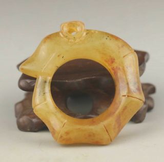 Chinese Old Natural Jade Hand - Carved Dragon Pendant 2.  1 Inch
