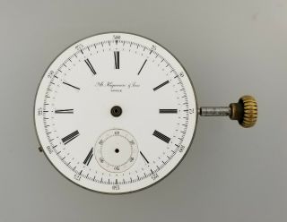 Antique A.  Huguenin Chronograph Pocket Watch Movement – - 46.  3mm