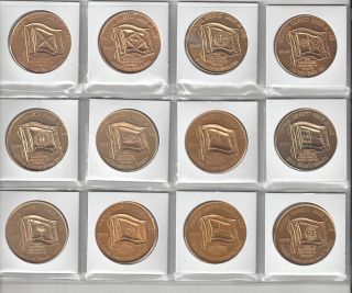 12 Civil War Flags Confederate States Of America Csa Doubloon Coin Token Set