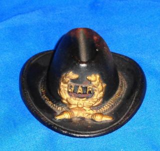 Vintage Antique 1902 Cast Iron G.  A.  R.  Hat Paperweight 4 " X 3 " Wide Look