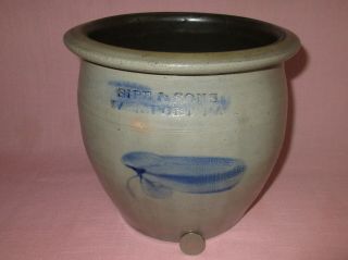 Antique 19th C Stoneware Decorated Sipe & Sons Williamsport Pa Cream Jar Crock