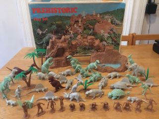 Rare Vintage Marx Prehistoric Playset Style 3398 Complete Dinosaur Set